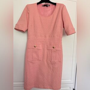 LOVE Moschino – Abito Tubino Elbow Sleeve Soft Pink Midi Dress Size 8